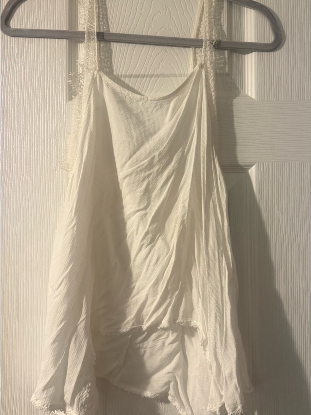 Free People Cream Lace-Trim Swing Tank Top